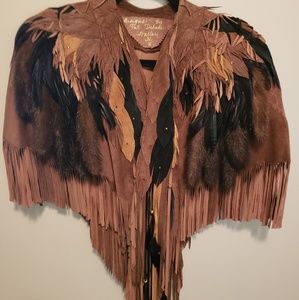 Fringed leather Shoulder Cape